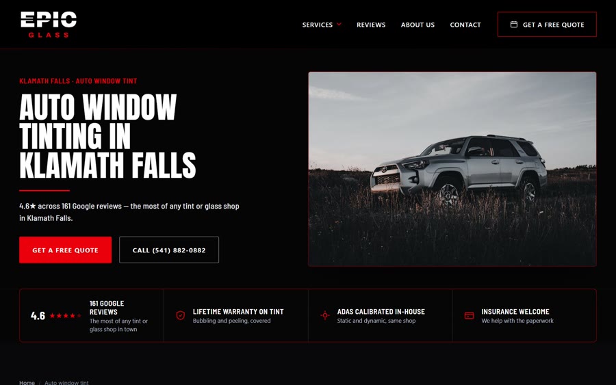 Auto window tint page