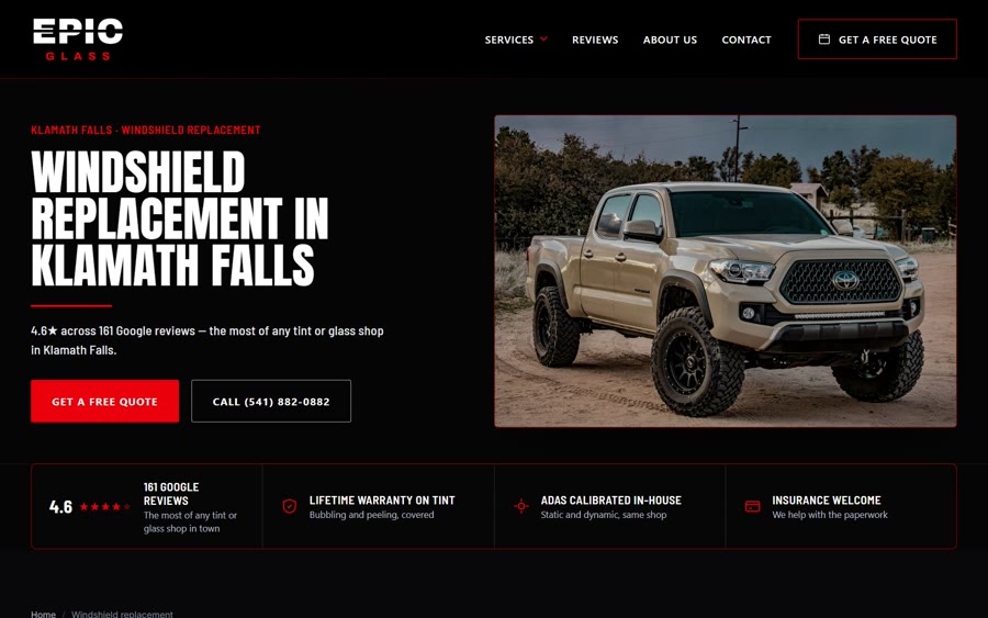 Windshield replacement page